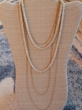 Artisan Signed Vintage 3 Glass&Chain Necklace 🤍✨️